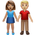 👩🏽‍🤝‍👨🏼 woman and man holding hands: medium skin tone, medium-light skin tone display on Apple